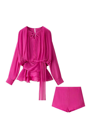 Flowing Blouse and Shorts Set