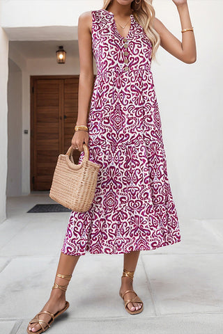 Sleeveless Bohemian Print Casual Dress