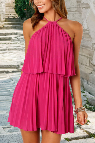 Halter Neck Pleated Casual Dress
