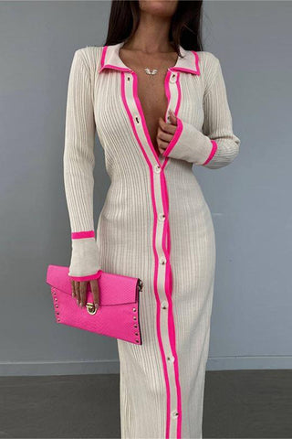 Button-Front Casual Midi Dress