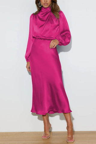 Elegant Long-Sleeve Midi Dress