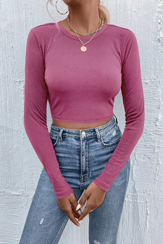 Long Sleeve Ribbed Crop Top