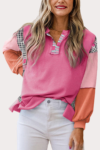 Plaid Accent Sweatshirt