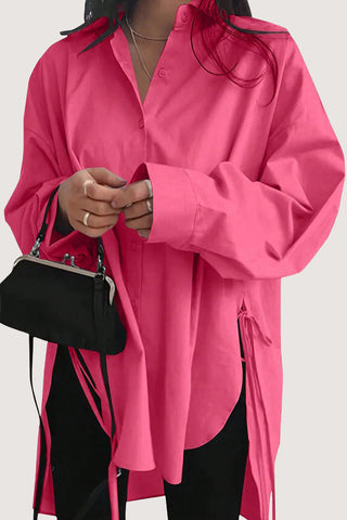 Longline Tunic Shirt with Tied Accents