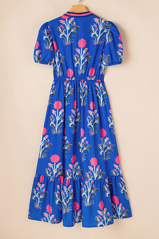 Puff Sleeve Empire Waist Midi Dress