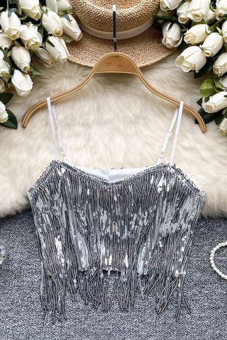 Sequin Fringe Camisole Top