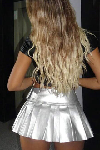 Pleated Mini Skirt with Belt
