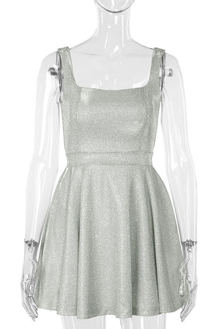 Square-Neck Glitter Sundress