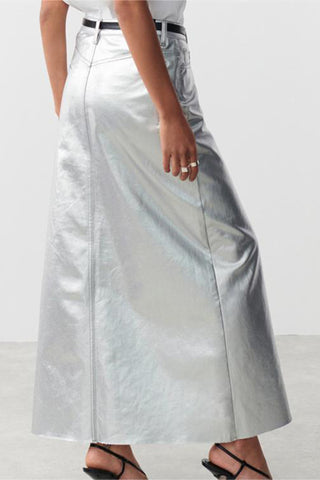 Sleek Metallic Maxi Skirt