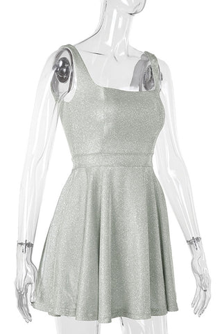 Square-Neck Glitter Sundress