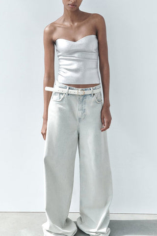 Strapless Metallic Camisole Top