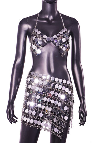 Dazzling Sequin Jumpsuit Skirt