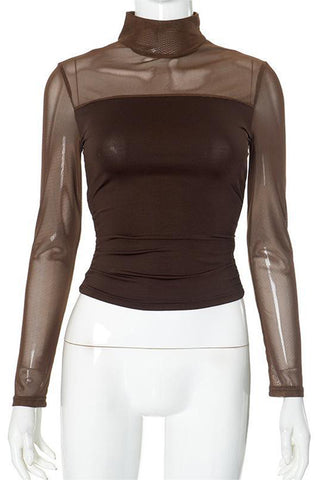Sheer Panel Long-Sleeve T-Shirt