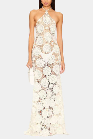 Crochet Halter Maxi Dress