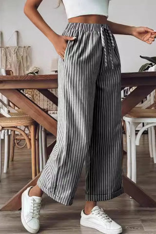 Striped Wide-Leg Casual Pants