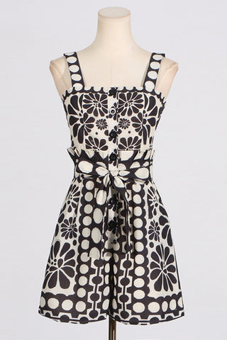 Floral Tie-Waist Button Romper