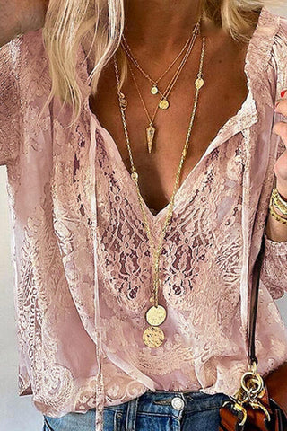 Elegant Lace V-Neck Blouse