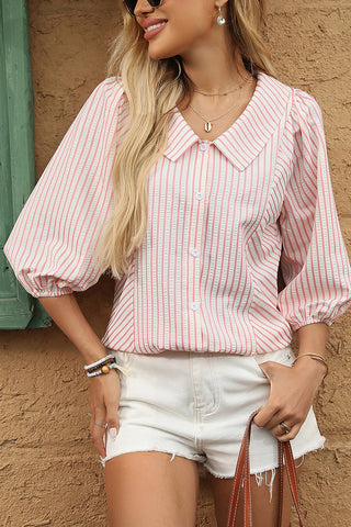 Striped Puff Sleeve Blouse