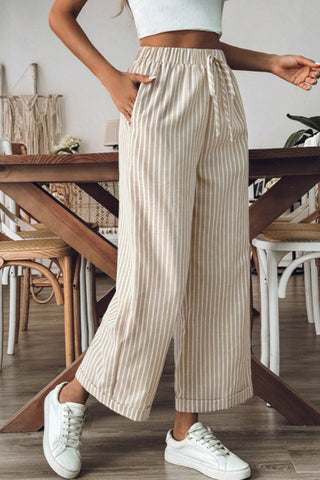 Striped Wide-Leg Casual Pants