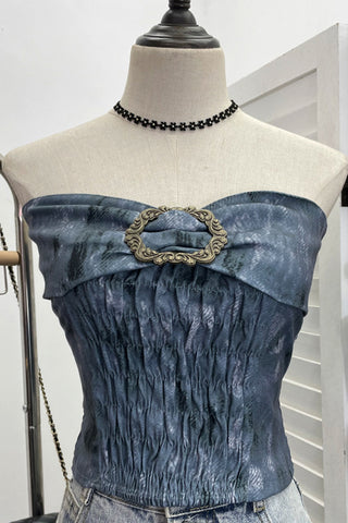 Strapless Smocked Camisole with Buckle Detail