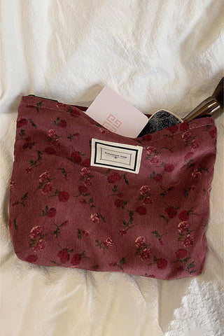 Floral Print Zipper Pouch