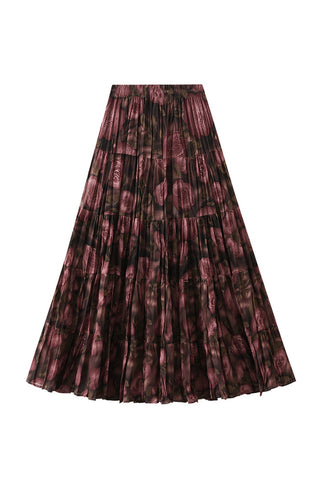 Pleated Maxi Skirt with Pattern