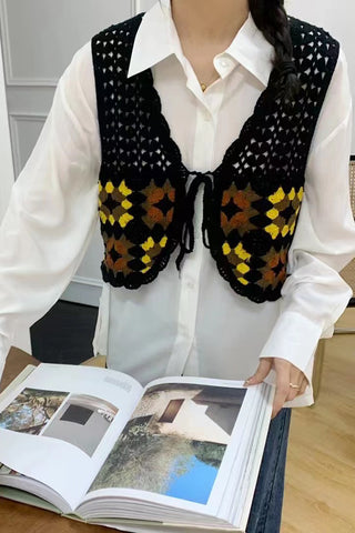 Crochet Patterned Vintage Vest