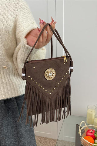 Fringe Shoulder Bag with Embellishments
