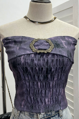 Strapless Smocked Camisole with Buckle Detail