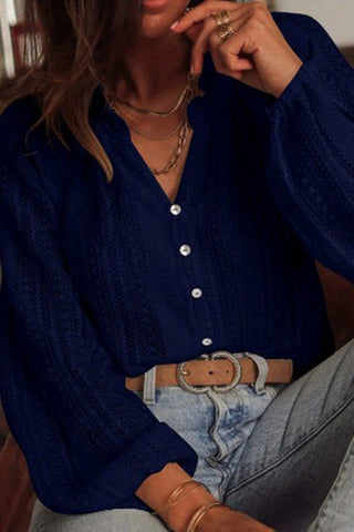 Lace Knit Button-Up Top