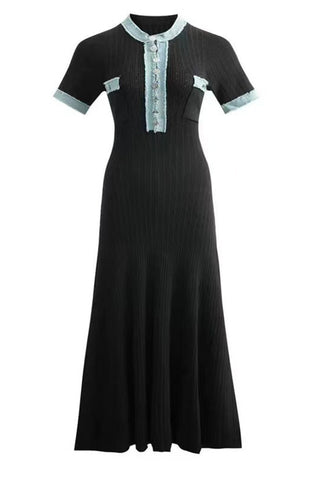 Button-Front Knit Maxi Dress