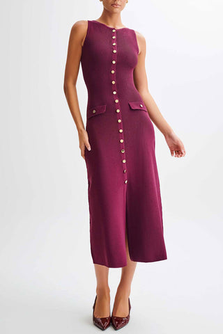 Sleeveless Button-Front Maxi Dress