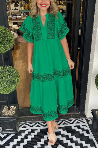 Patterned Tiered Casual Dress