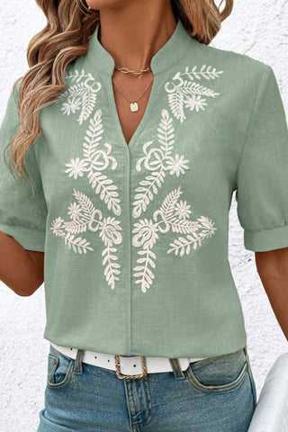 Floral Pattern V-Neck Blouse