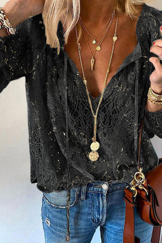 Elegant Lace V-Neck Blouse