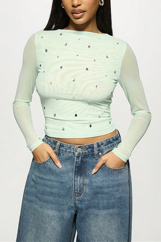 Embellished Long Sleeve Blouse