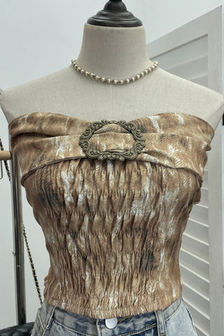 Strapless Smocked Camisole with Buckle Detail