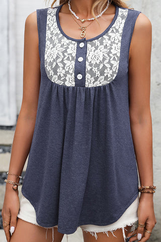 Lace-Detail Sleeveless Top
