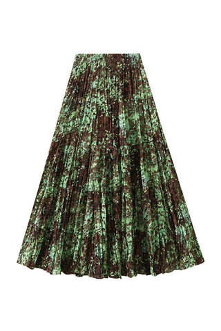 Pleated Maxi Skirt with Pattern