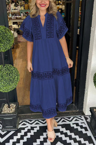 Patterned Tiered Casual Dress