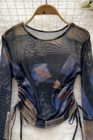 Artistic Pattern Long Sleeve Blouse