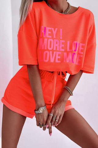 Graphic Tee and Sporty Shorts Set