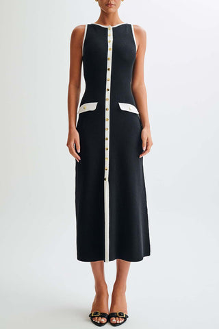 Sleeveless Button-Front Maxi Dress