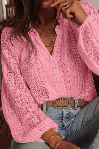 Lace Knit Button-Up Top