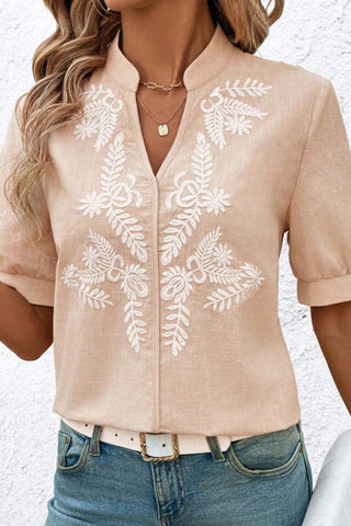 Floral Pattern V-Neck Blouse