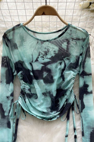 Artistic Pattern Long Sleeve Blouse