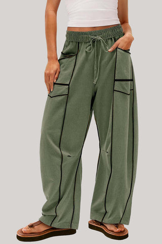 High-Waisted Relaxed Drawstring Trousers