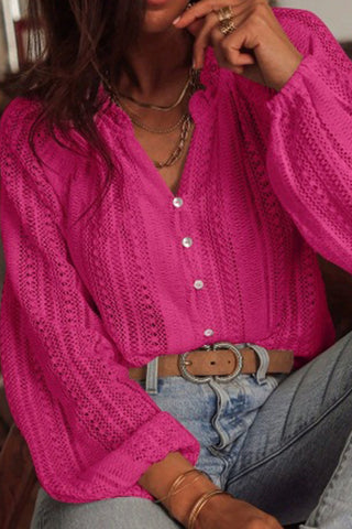 Lace Knit Button-Up Top