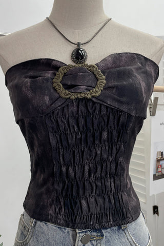 Strapless Smocked Camisole with Buckle Detail