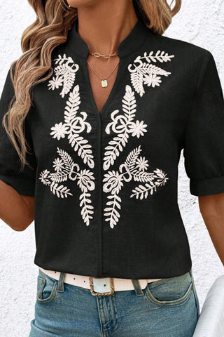 Floral Pattern V-Neck Blouse